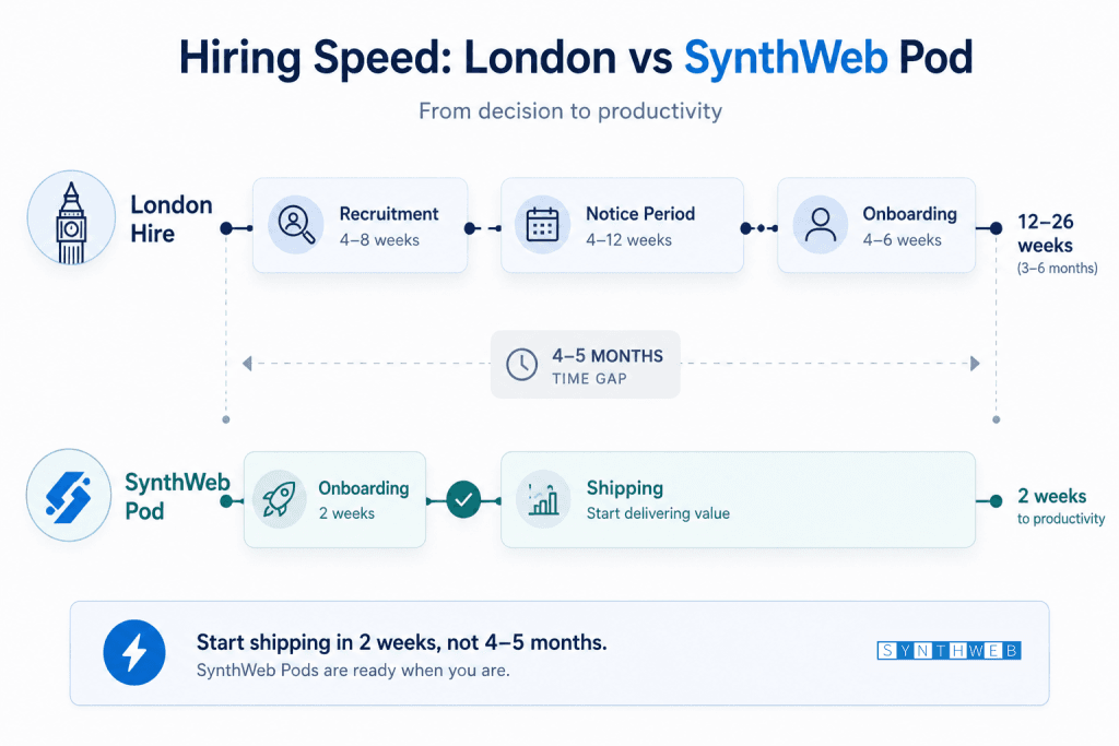 hiring developers in india vs uk cost London vs India software developer cost 2026 Senior software engineer salary London 2026
