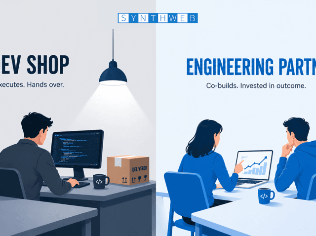 Dev Shop vs Product Engineering Partner – SynthWeb Dev shop vs product engineering partner comparison