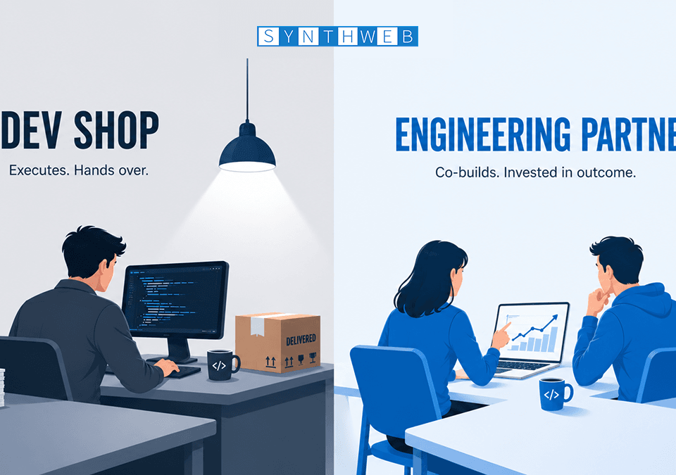 Dev Shop vs Product Engineering Partner – SynthWeb Dev shop vs product engineering partner comparison