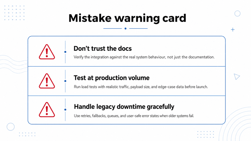 Legacy System Integration mistakes to avoid